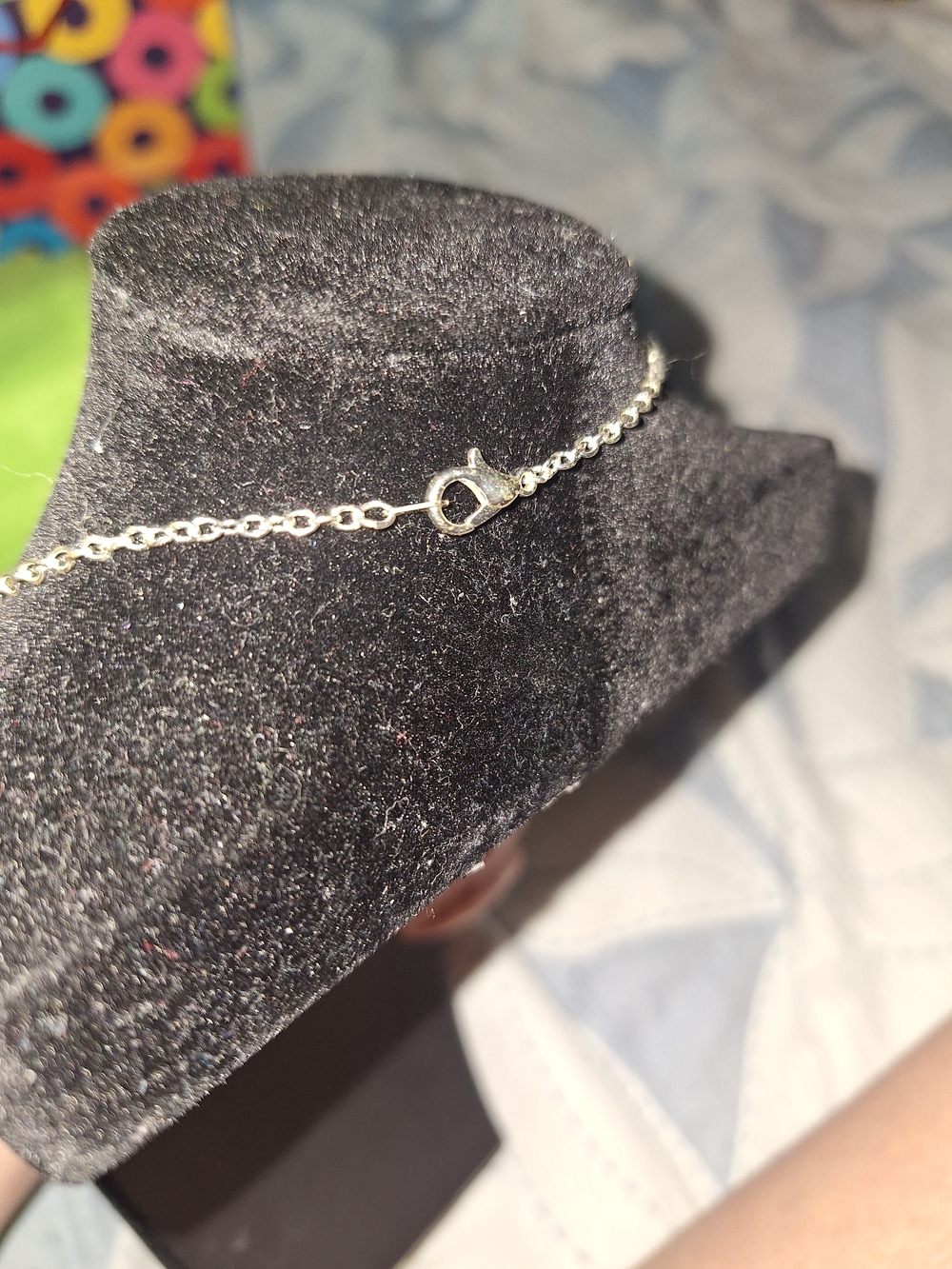 Silver Necklace with Emerald Green Teardrop Pendant - Picture 3 of 6